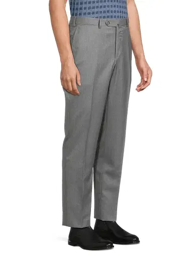 Isaia Men's Basic Extended-Tab Wool Trousers - Charcoal | Thumbnail 10