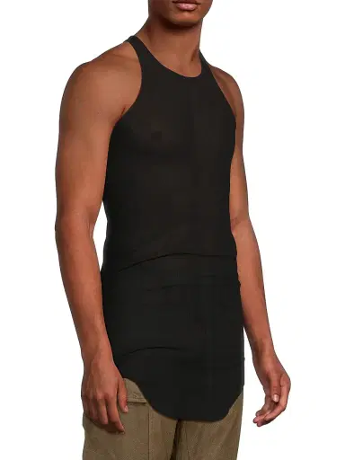 Rick Owens Men's Basic Rib-Knit Tank Top - Black - Size XXL | Thumbnail 4 Rick Owens Men's Basic Rib-Knit Tank Top - Black - Size XXL | Thumbnail 4