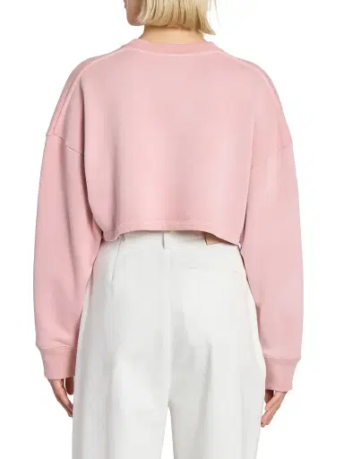 LOEWE Women's Cotton Cropped Anagram Sweatshirt - Pink | Thumbnail 4 LOEWE Women's Cotton Cropped Anagram Sweatshirt - Pink | Thumbnail 4