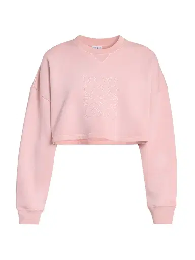 LOEWE Women's Cotton Cropped Anagram Sweatshirt - Pink | Thumbnail 1 LOEWE Women's Cotton Cropped Anagram Sweatshirt - Pink | Thumbnail 1