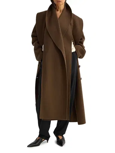 RÓHE Women's Double-Faced Wool Scarf Coat - Taupe - Size 10 | Thumbnail 4 RÓHE Women's Double-Faced Wool Scarf Coat - Taupe - Size 10 | Thumbnail 4