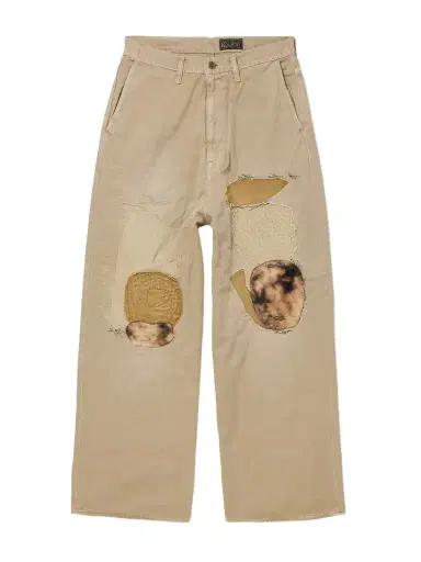 KAPITAL Katsuragi Port Straight-Leg Patchwork Distressed Cotton-Twill Trousers - Men | Thumbnail 1 KAPITAL Katsuragi Port Straight-Leg Patchwork Distressed Cotton-Twill Trousers - Men | Thumbnail 1