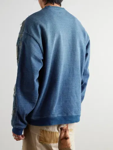 KAPITAL Boro Distressed Patchwork Cotton and Linen-Blend Sweatshirt - Men | Thumbnail 3
