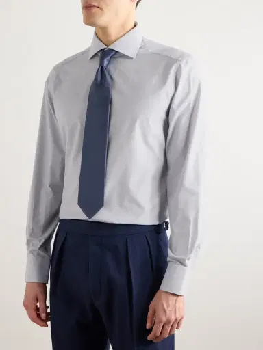 Zegna Cutaway-Collar Checked Cotton Shirt - Men | Thumbnail 2 Zegna Cutaway-Collar Checked Cotton Shirt - Men | Thumbnail 2