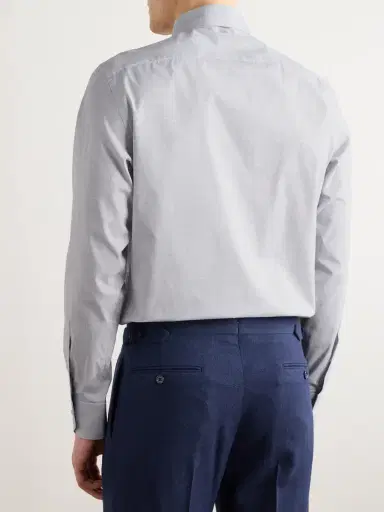 Zegna Cutaway-Collar Checked Cotton Shirt - Men | Thumbnail 3 Zegna Cutaway-Collar Checked Cotton Shirt - Men | Thumbnail 3