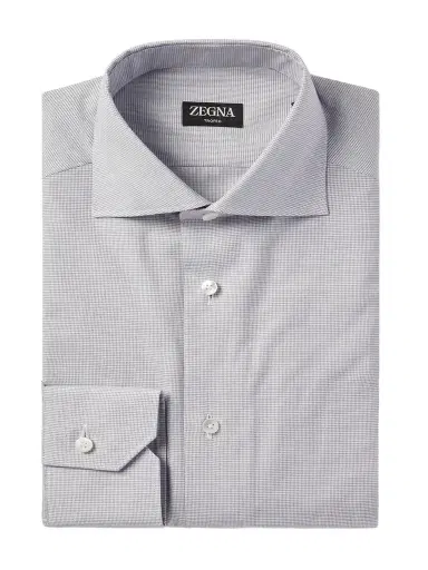 Zegna Cutaway-Collar Checked Cotton Shirt - Men | Thumbnail 1 Zegna Cutaway-Collar Checked Cotton Shirt - Men | Thumbnail 1