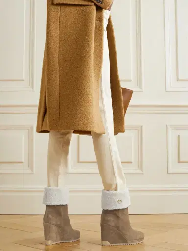 Moncler W Short Shearling-lined Suede Wedge Ankle Boots | Thumbnail 2