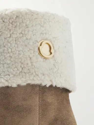 Moncler W Short Shearling-lined Suede Wedge Ankle Boots | Thumbnail 4