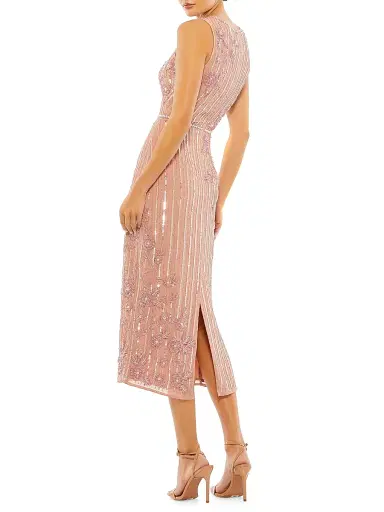 Mac Duggal Women's Floral- & Stripe-Embellished Cocktail Dress - Rose - Size 6 | Thumbnail 2