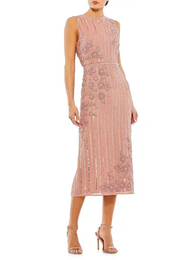 Mac Duggal Women's Floral- & Stripe-Embellished Cocktail Dress - Rose - Size 6 | Thumbnail 1