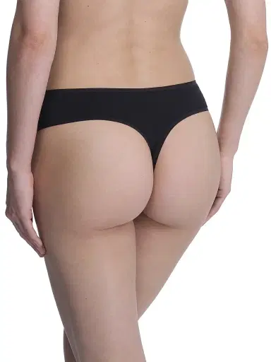 Natori Women's Bliss Bare Cotton Thong - Black - Size XS | Thumbnail 3