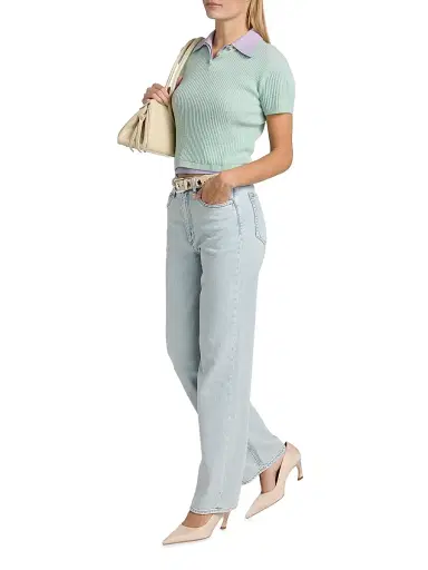 Guest In Residence Women's Shrunken Cashmere Polo Shirt - Seaglass | Thumbnail 2