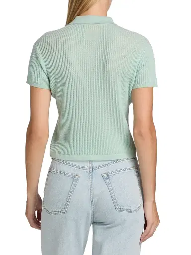 Guest In Residence Women's Shrunken Cashmere Polo Shirt - Seaglass | Thumbnail 5
