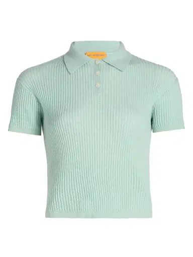 Guest In Residence Women's Shrunken Cashmere Polo Shirt - Seaglass | Thumbnail 1
