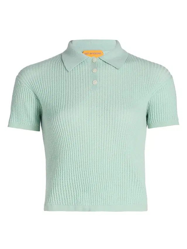 Guest In Residence Women's Shrunken Cashmere Polo Shirt - Seaglass