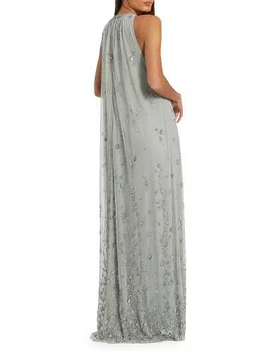 Mac Duggal Women's Floral Embellished Mesh Trapeze Gown - Sage - Size 20 | Thumbnail 2 Mac Duggal Women's Floral Embellished Mesh Trapeze Gown - Sage - Size 20 | Thumbnail 2