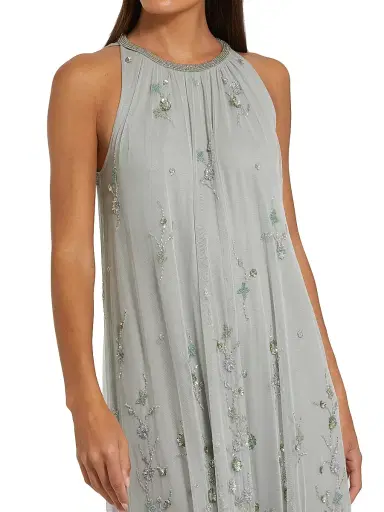 Mac Duggal Women's Floral Embellished Mesh Trapeze Gown - Sage - Size 20 | Thumbnail 3 Mac Duggal Women's Floral Embellished Mesh Trapeze Gown - Sage - Size 20 | Thumbnail 3