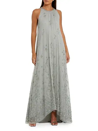 Mac Duggal Women's Floral Embellished Mesh Trapeze Gown - Sage - Size 20 | Thumbnail 1 Mac Duggal Women's Floral Embellished Mesh Trapeze Gown - Sage - Size 20 | Thumbnail 1