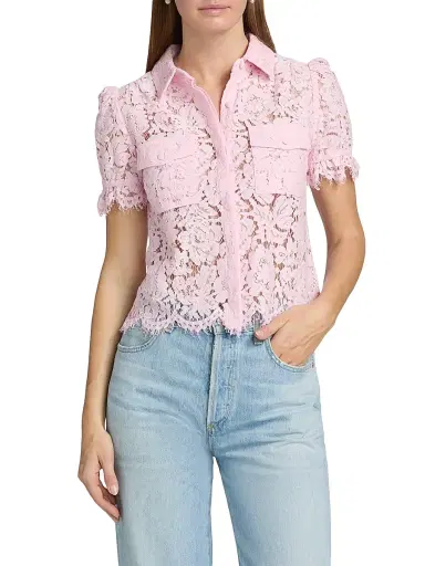Generation Love Women's Mina Lace Button-Front Top - Soft Rose | Thumbnail 3 Generation Love Women's Mina Lace Button-Front Top - Soft Rose | Thumbnail 3