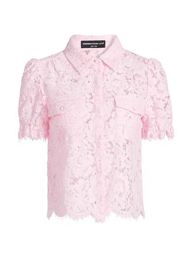 Generation Love Women's Mina Lace Button-Front Top - Soft Rose