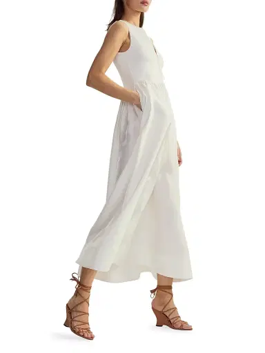 Cynthia Rowley Women's Stretch Silk Zip-Front Maxi Dress - White | Thumbnail 4 Cynthia Rowley Women's Stretch Silk Zip-Front Maxi Dress - White | Thumbnail 4
