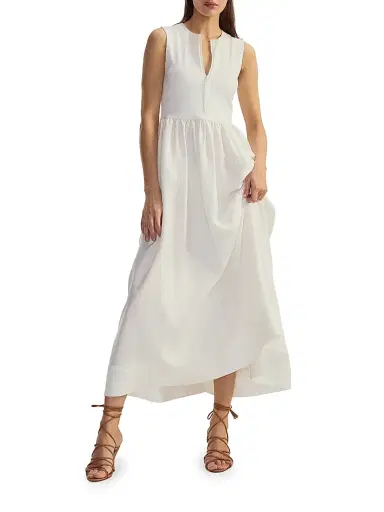 Cynthia Rowley Women's Stretch Silk Zip-Front Maxi Dress - White | Thumbnail 1 Cynthia Rowley Women's Stretch Silk Zip-Front Maxi Dress - White | Thumbnail 1