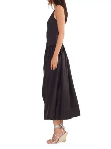 CYNTHIA ROWLEY Women's Mixed Media Dropwaist A-Line Midi-Dress - Black - Size Medium | Thumbnail 3 CYNTHIA ROWLEY Women's Mixed Media Dropwaist A-Line Midi-Dress - Black - Size Medium | Thumbnail 3