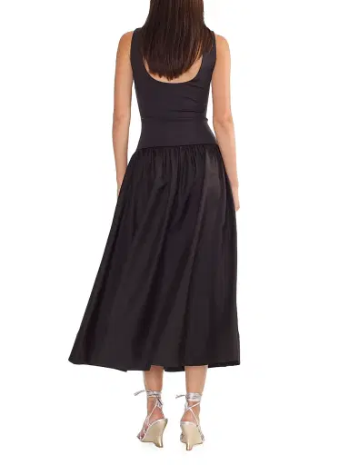CYNTHIA ROWLEY Women's Mixed Media Dropwaist A-Line Midi-Dress - Black - Size Medium | Thumbnail 4 CYNTHIA ROWLEY Women's Mixed Media Dropwaist A-Line Midi-Dress - Black - Size Medium | Thumbnail 4