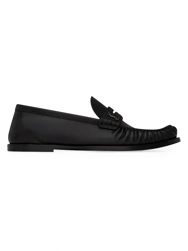 Saint Laurent Men's Laurent Loafers in Smooth Leather - Black