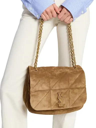 Saint Laurent Women's Jamie 4.3 Shoulder Bag in Suede - Golden Leaf | Thumbnail 2 Saint Laurent Women's Jamie 4.3 Shoulder Bag in Suede - Golden Leaf | Thumbnail 2
