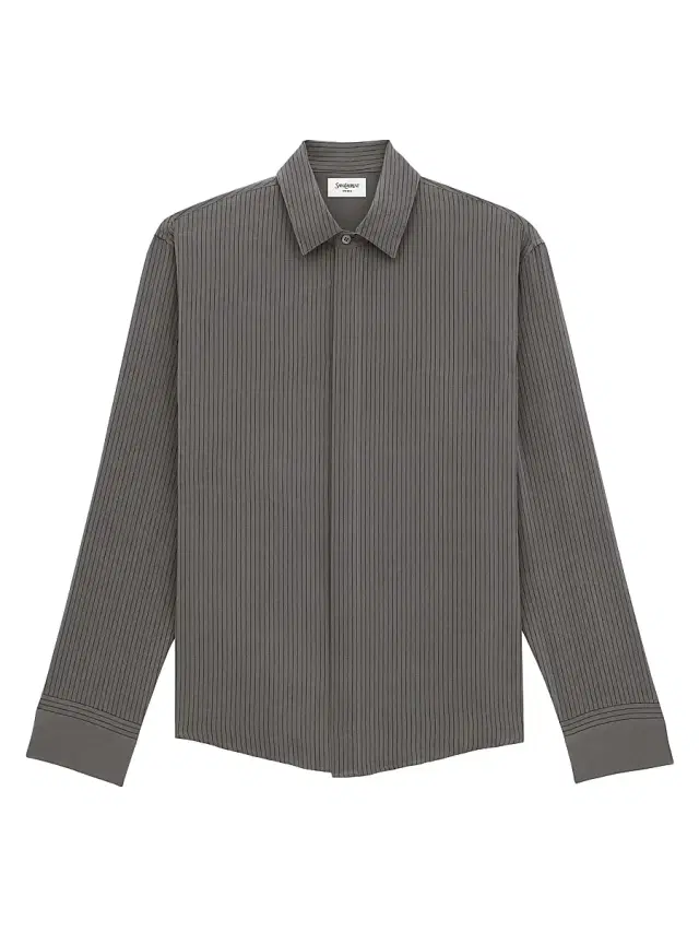 Men's Cassandre Shirt in Striped Silk - Anthracite