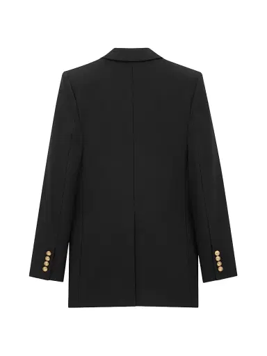 Saint Laurent Women's Jacket in Wool Gabardine - Noir - Size 2 | Thumbnail 2 Saint Laurent Women's Jacket in Wool Gabardine - Noir - Size 2 | Thumbnail 2