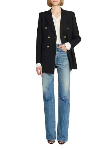 Saint Laurent Women's Jacket in Wool Gabardine - Noir - Size 2 | Thumbnail 3 Saint Laurent Women's Jacket in Wool Gabardine - Noir - Size 2 | Thumbnail 3