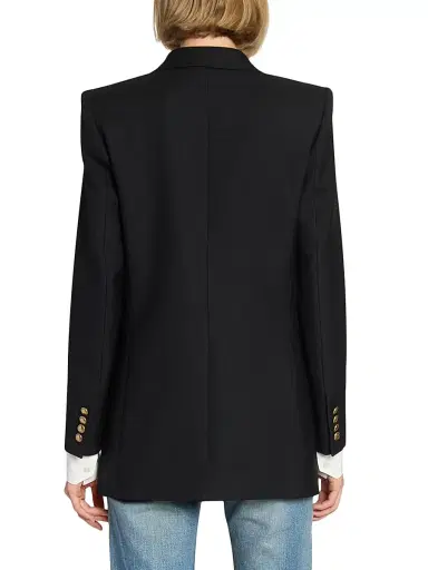 Saint Laurent Women's Jacket in Wool Gabardine - Noir - Size 2 | Thumbnail 6 Saint Laurent Women's Jacket in Wool Gabardine - Noir - Size 2 | Thumbnail 6