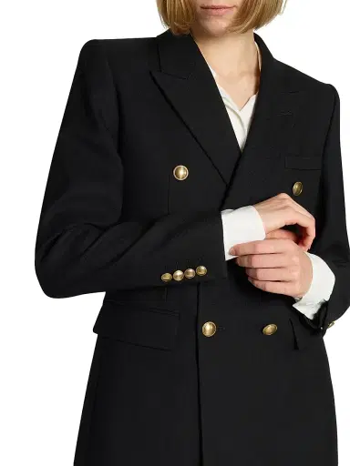 Saint Laurent Women's Jacket in Wool Gabardine - Noir - Size 2 | Thumbnail 7 Saint Laurent Women's Jacket in Wool Gabardine - Noir - Size 2 | Thumbnail 7