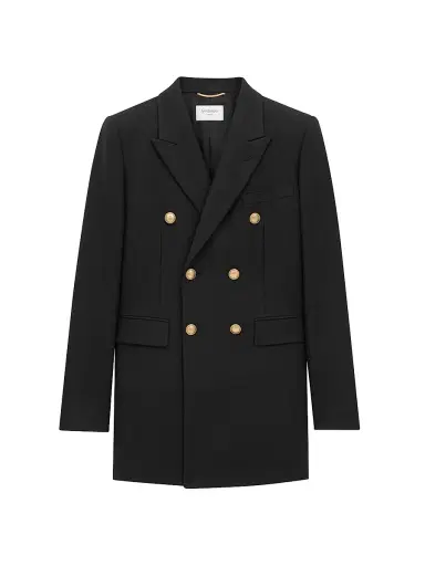 Saint Laurent Women's Jacket in Wool Gabardine - Noir - Size 2 | Thumbnail 1 Saint Laurent Women's Jacket in Wool Gabardine - Noir - Size 2 | Thumbnail 1