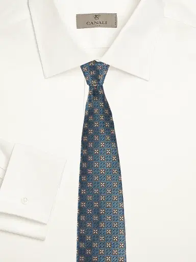 Canali Men's Medallion Silk Tie - Blue | Thumbnail 2 Canali Men's Medallion Silk Tie - Blue | Thumbnail 2