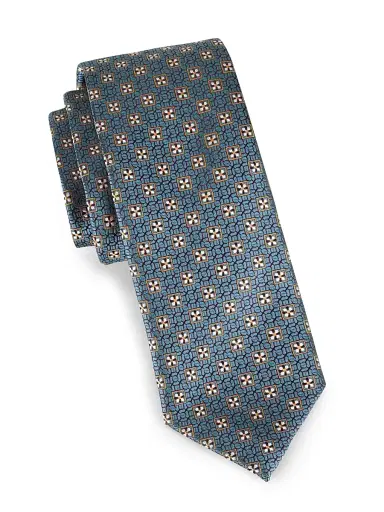 Canali Men's Medallion Silk Tie - Blue | Thumbnail 1 Canali Men's Medallion Silk Tie - Blue | Thumbnail 1
