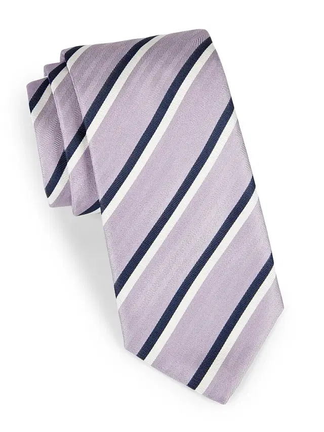Men's Striped Silk Tie - Light Purple