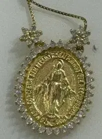 Wish Fine Jewelry 0.50ct Diamond 18K Gold Our Lady of Maria Concebida Pendant Necklace | Thumbnail 1