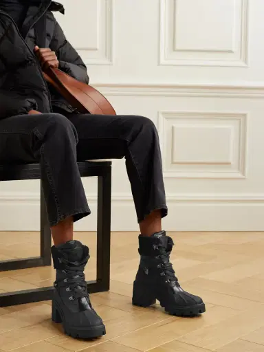 Moncler Corinne Leather And Faux Shearling-trimmed Rubber Ankle Boots | Thumbnail 2 Moncler Corinne Leather And Faux Shearling-trimmed Rubber Ankle Boots | Thumbnail 2