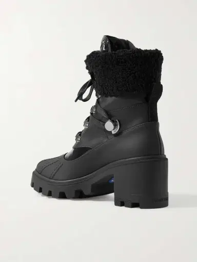 Moncler Corinne Leather And Faux Shearling-trimmed Rubber Ankle Boots | Thumbnail 3 Moncler Corinne Leather And Faux Shearling-trimmed Rubber Ankle Boots | Thumbnail 3
