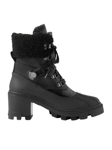 Moncler Corinne Leather And Faux Shearling-trimmed Rubber Ankle Boots | Thumbnail 1 Moncler Corinne Leather And Faux Shearling-trimmed Rubber Ankle Boots | Thumbnail 1