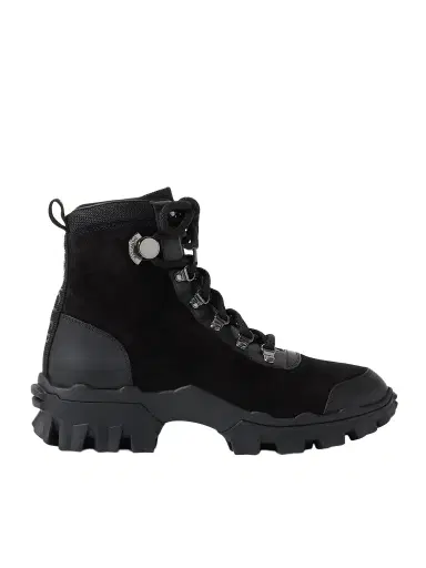 Moncler Helis Logo-print Leather-trimmed Suede Ankle Boots | Thumbnail 1