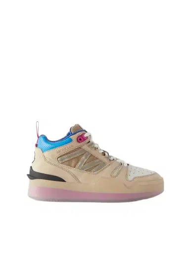 Moncler Pivot Mid Leather And Ripstop-trimmed Suede Sneakers | Thumbnail 1 Moncler Pivot Mid Leather And Ripstop-trimmed Suede Sneakers | Thumbnail 1