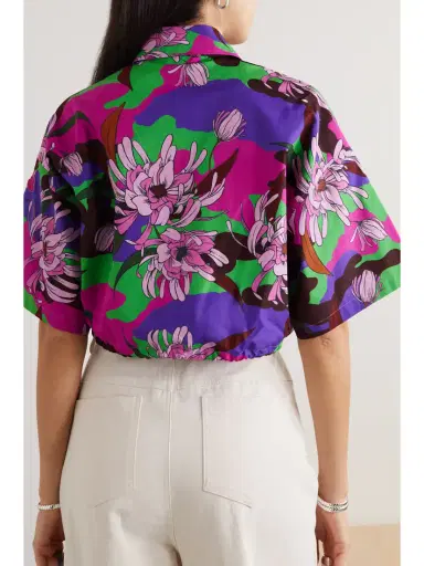 Moncler Cropped Floral-print Cotton-poplin Shirt | Thumbnail 3 Moncler Cropped Floral-print Cotton-poplin Shirt | Thumbnail 3