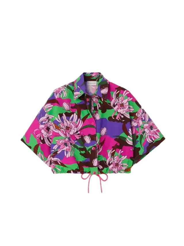 Cropped Floral-print Cotton-poplin Shirt