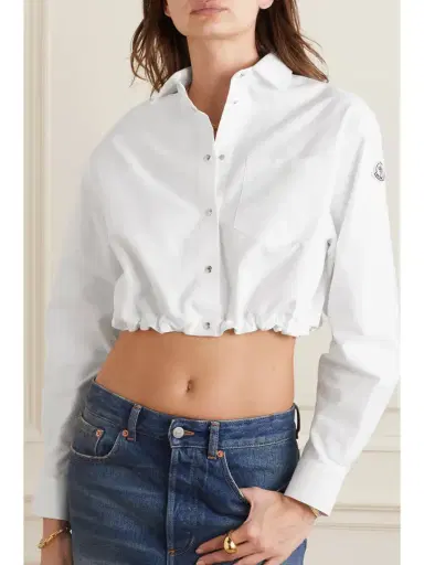Moncler Cropped Cotton-poplin Shirt | Thumbnail 3 Moncler Cropped Cotton-poplin Shirt | Thumbnail 3
