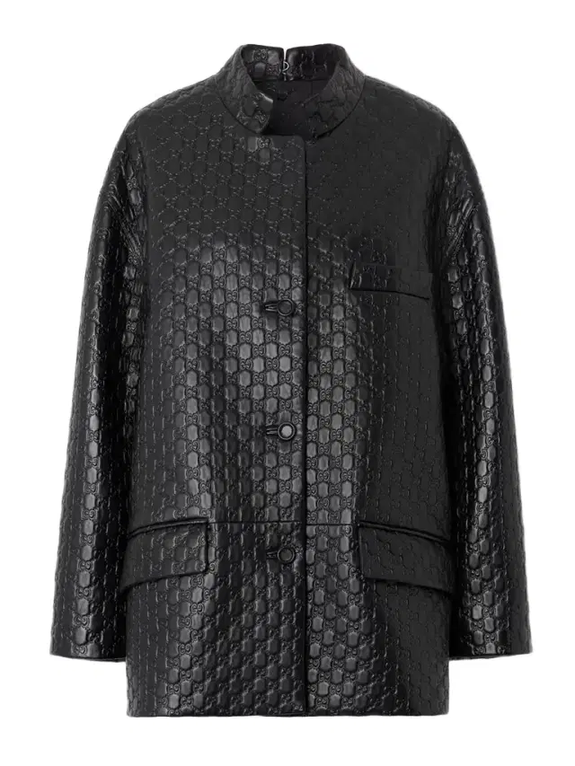 Debossed Leather Jacket