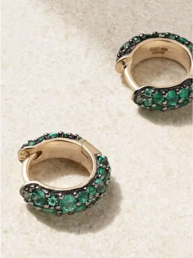 Lucy Delius Chubby Rhodium-plated 14-karat Recycled Gold Emerald Hoop Earrings | Thumbnail 3 Lucy Delius Chubby Rhodium-plated 14-karat Recycled Gold Emerald Hoop Earrings | Thumbnail 3